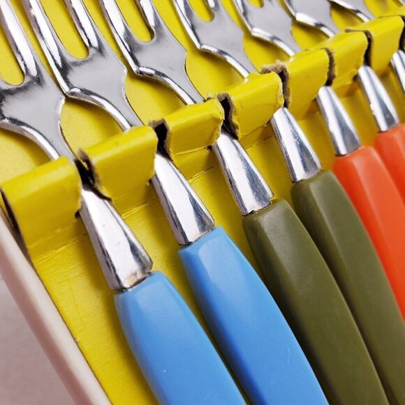 German Cocktail Little Forks Vintage Rostfrei Stainless Steel No. 866 Set 12 MCM - Picture 9 of 12